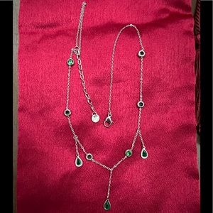 Silver Emerald Drop Necklace💕